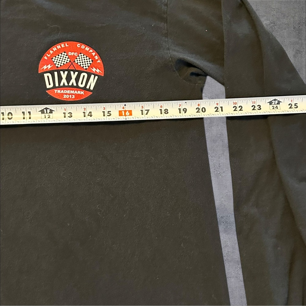 Dixxon Flannel Co‎ Mens L Black Long Sleeve Graphic T-Shirt Checkered Flag Large - Picture 5 of 9